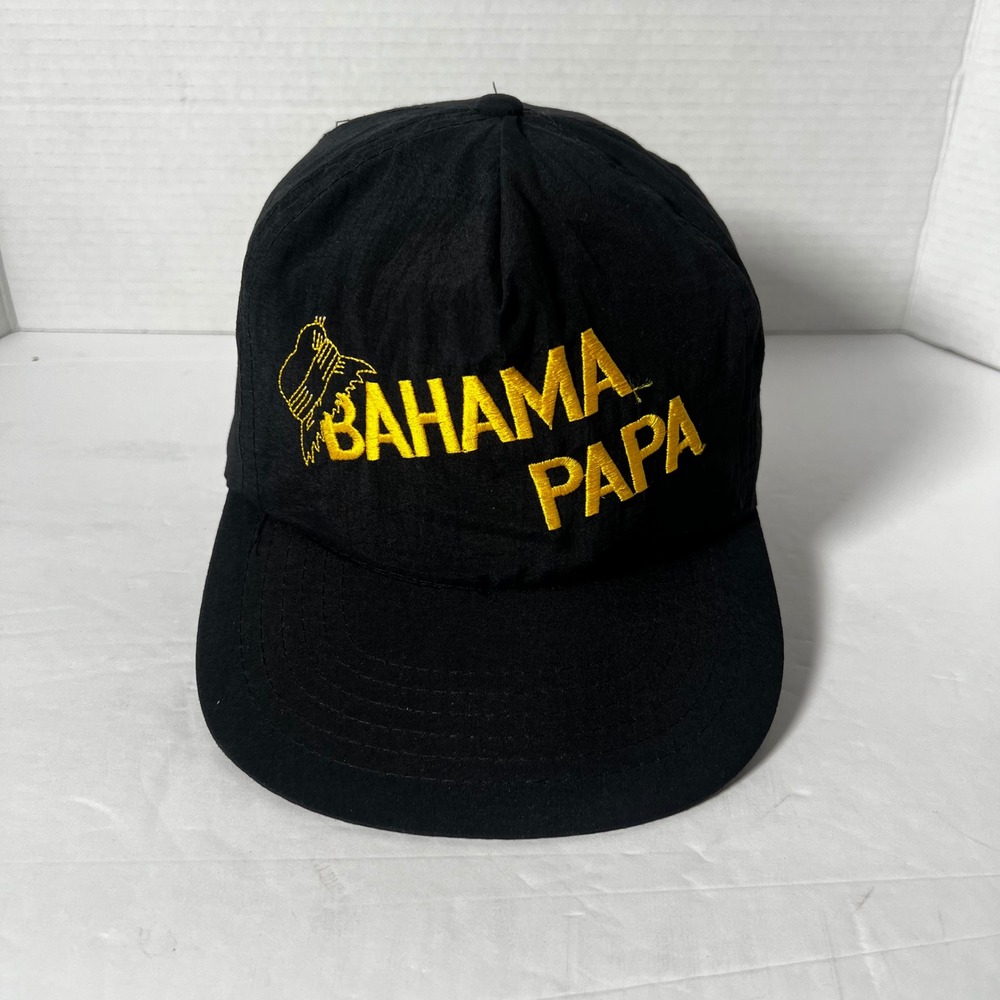 Dorsett Tee's Bahamas Bahama Papa Black Nylon Snapback Hat Vintage Souvenir Cap